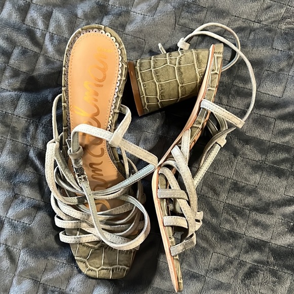 Sam Edelman Daffodil Croc Ankle Strap Block Heel - Picture 2 of 10